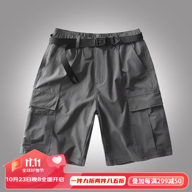 AK ARMY夏季薄款工装短裤男士休闲美式复古宽松卡扣松紧腰五分中裤 深灰色 2XL怎么样,好用不?