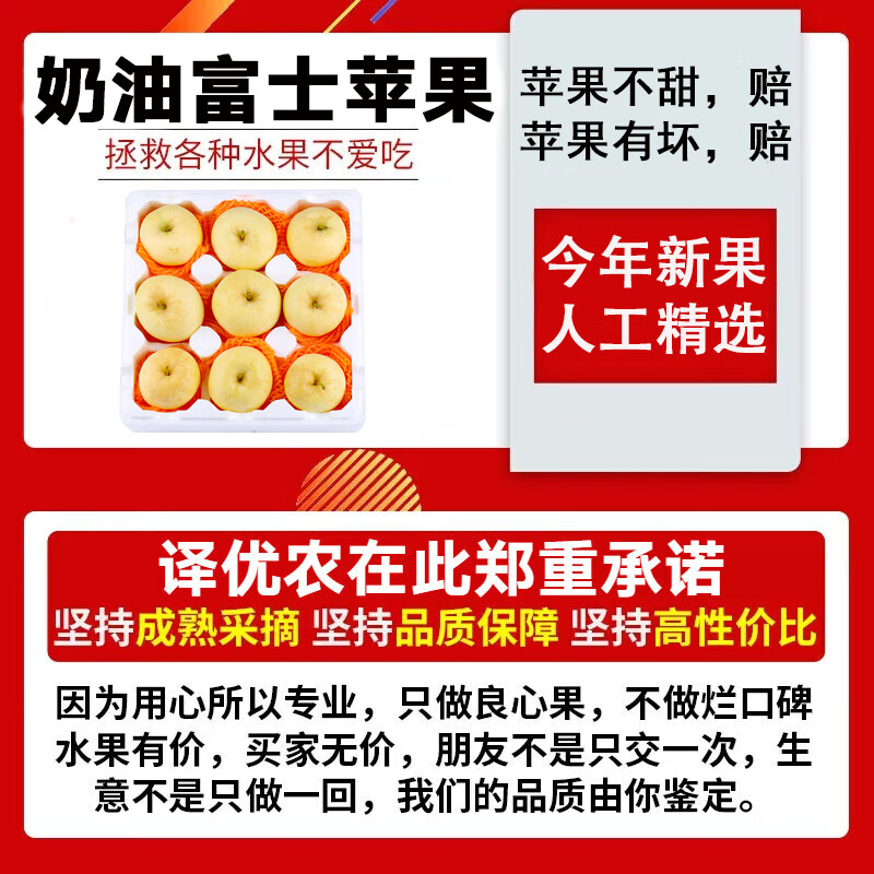 译优农山东烟台奶油富士苹果新鲜当季水果脆甜牛奶黄金元帅丑苹果 带箱10斤大果【约15-18枚】