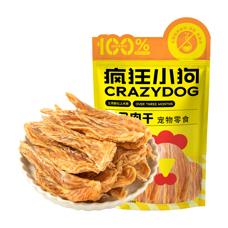 瘋狂小狗雞肉干狗狗零食大禮包寵物磨牙訓(xùn)練獎勵 雞胸肉干500g