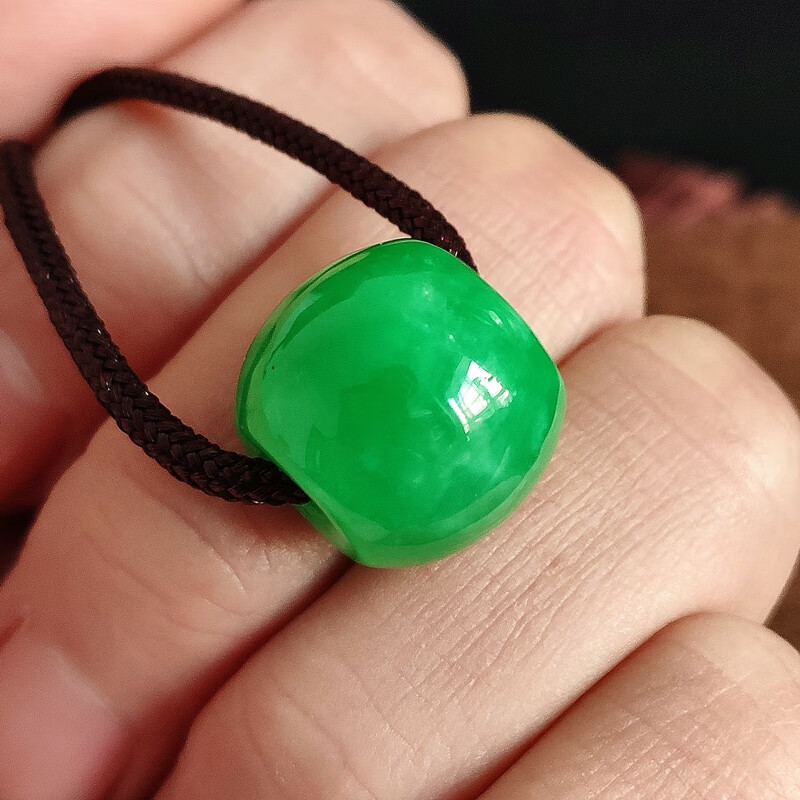 仙来阁老坑缅甸翡翠冰糯种满绿路路通吊坠鼓珠阳绿色男女挂件单颗手链