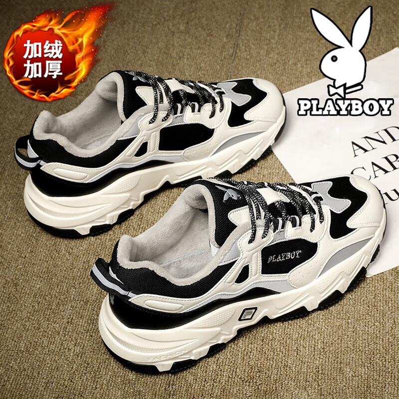 ���ڲ������������ӣ�PLAYBOY��Ь����Ь2025�ﶬ���¿��˶��ܲ�Ь�м��޼Ӻ����к�������ϵ�Ь �����޿�׺�ɫ122705178-1 40 188Ԫ