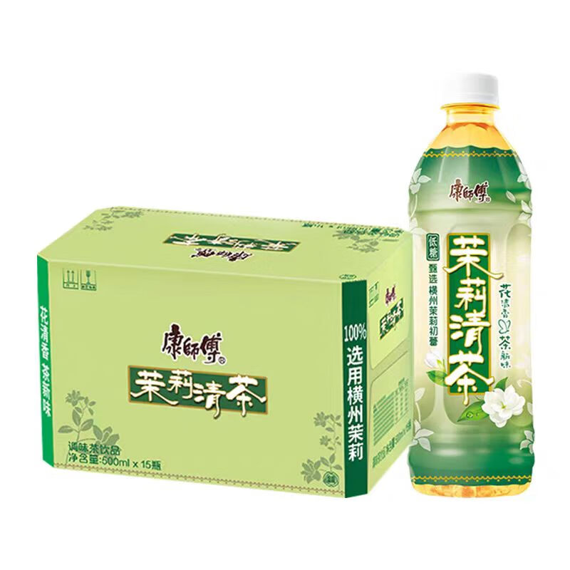 康师傅 茉莉清茶 茉莉花茶饮料 整箱量贩装500ml*15瓶 热门商品