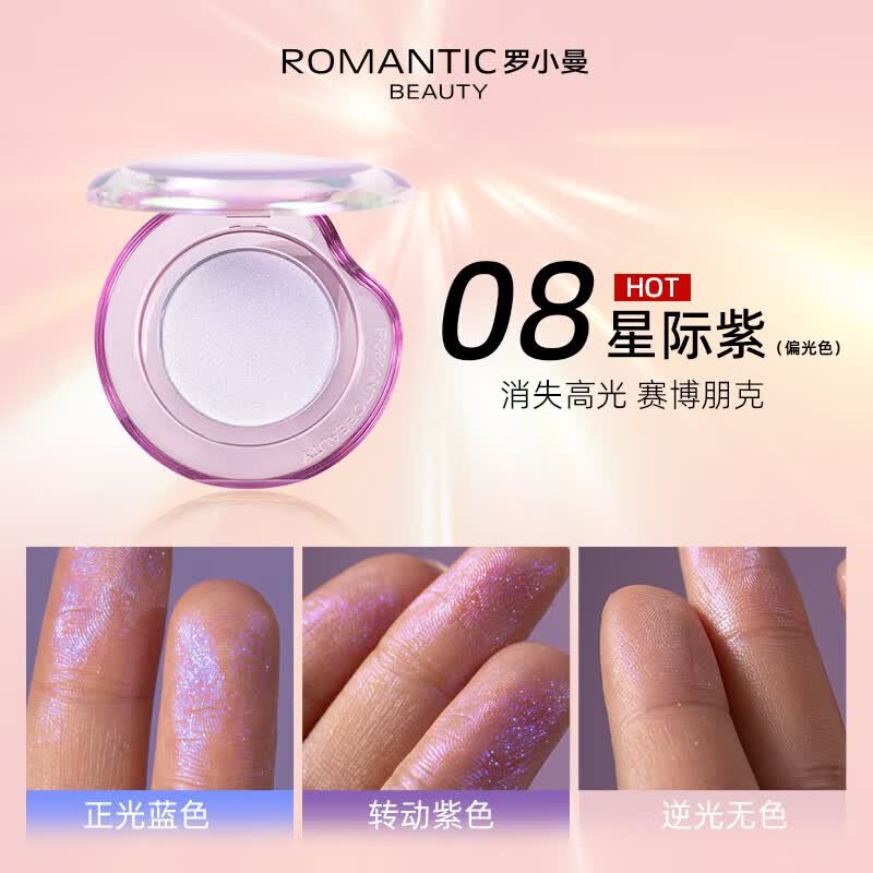 罗小曼 RMT罗小曼mini变色龙高光修容盘脸部提亮闪粉偏光细闪一体盘立体 #08星际紫【偏光色】