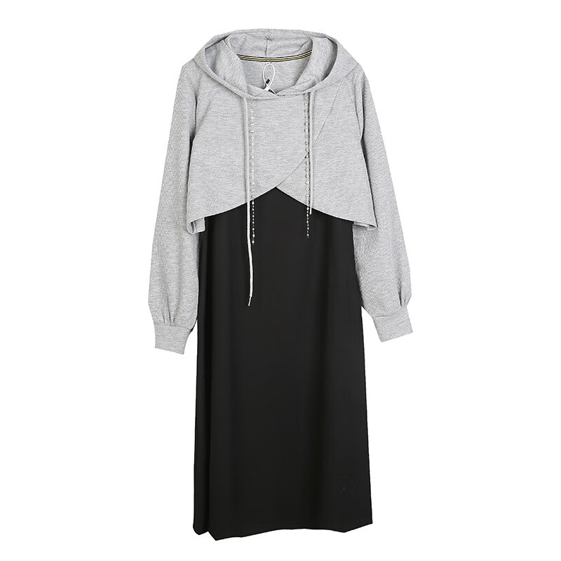 tomms)秋季新款大码女装200斤胖mm学院风卫衣背心裙针织套装130104