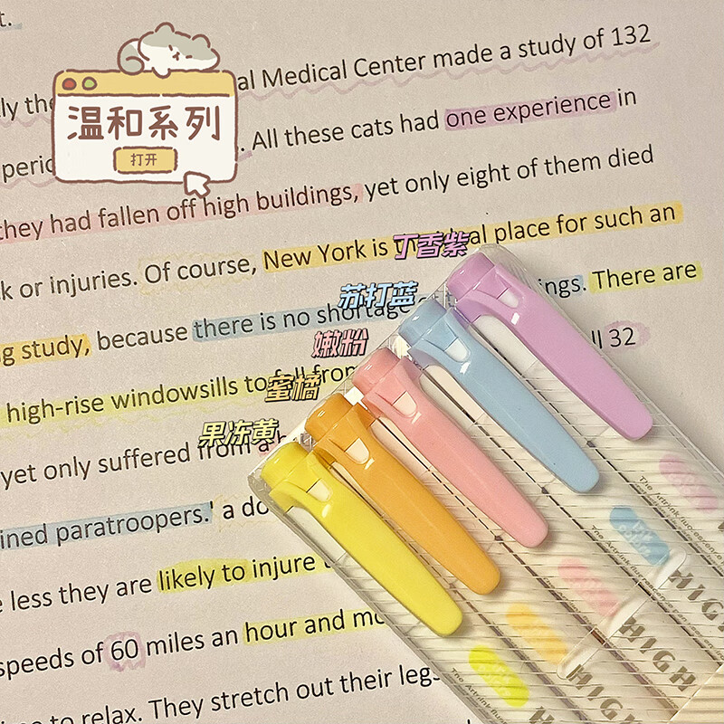 盾牌双头荧光笔高颜值彩色重点标记笔学生用手帐笔不透色斑马平替