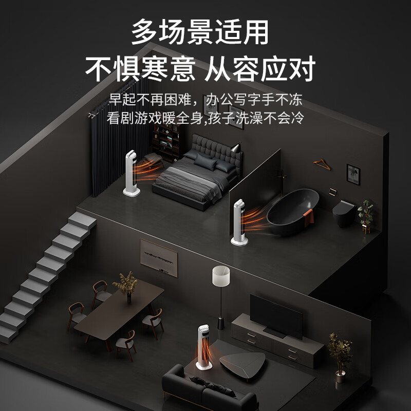 火鱼 取暖器家用暖风机立式电暖风浴室热风机冷暖风扇电暖气节能速热省电暖器卧室办公室无光烤火炉 机械款NSB-20J