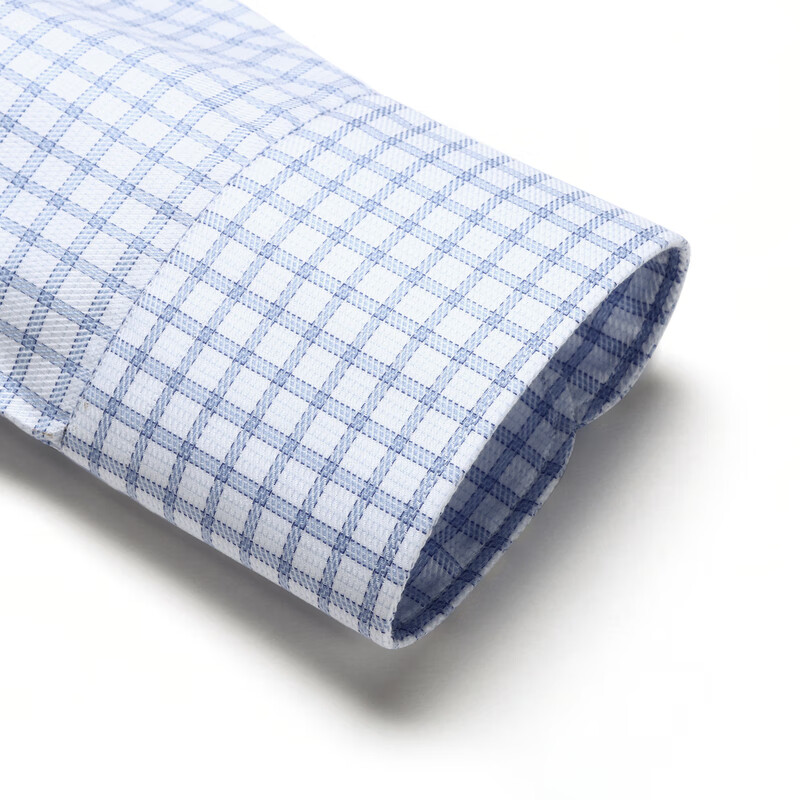 MAYOR男装 秋季ALBINI全棉格纹经典商务长袖衬衫 蓝色 38 170/84A