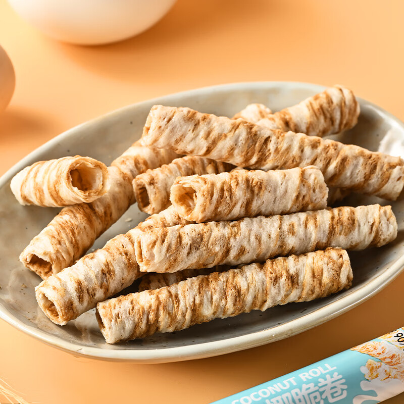 咔啰卡曼【40包独立装】生椰脆卷椰肉蛋卷椰香酥脆儿童休闲零食办公室饼干 150g生椰脆卷*3箱