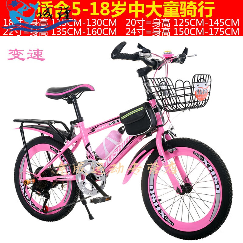 DUTRIEUX六一禮物 兒童自行車女孩女童公主款6-15歲中大童腳踏單車男孩賽 20寸變速粉色豪華版 后車架+車筐 其它