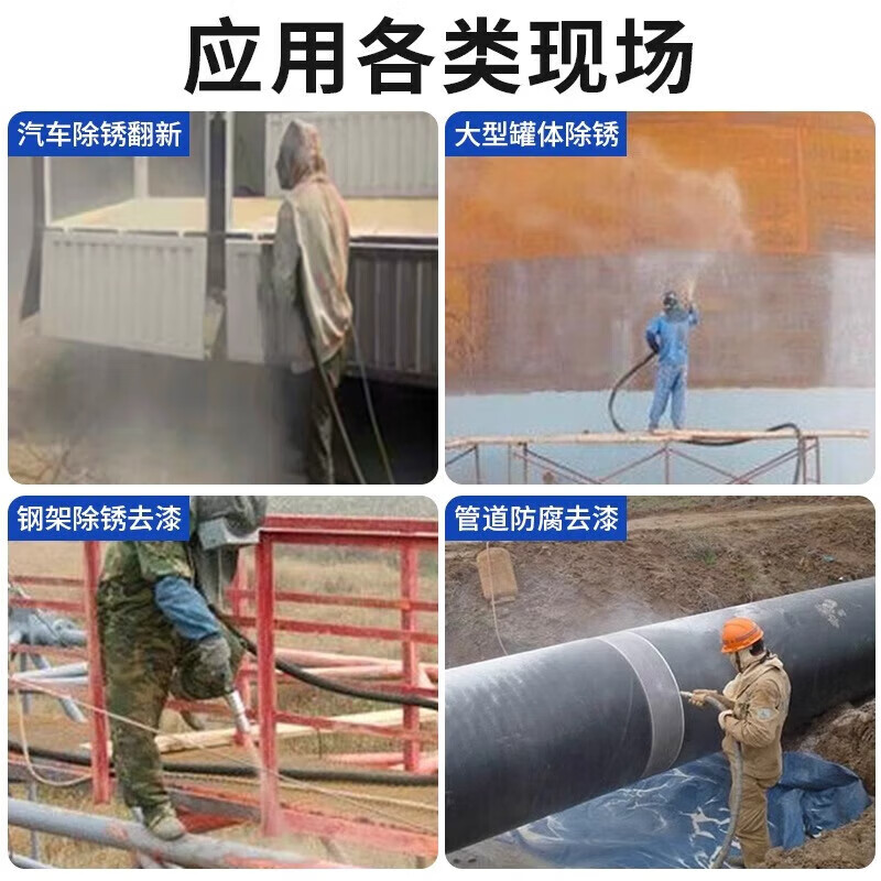 新勇士移动开放式高压喷砂机小型手动喷砂机汽车翻新除锈轮船去氧化皮 420简易阀+喷砂服