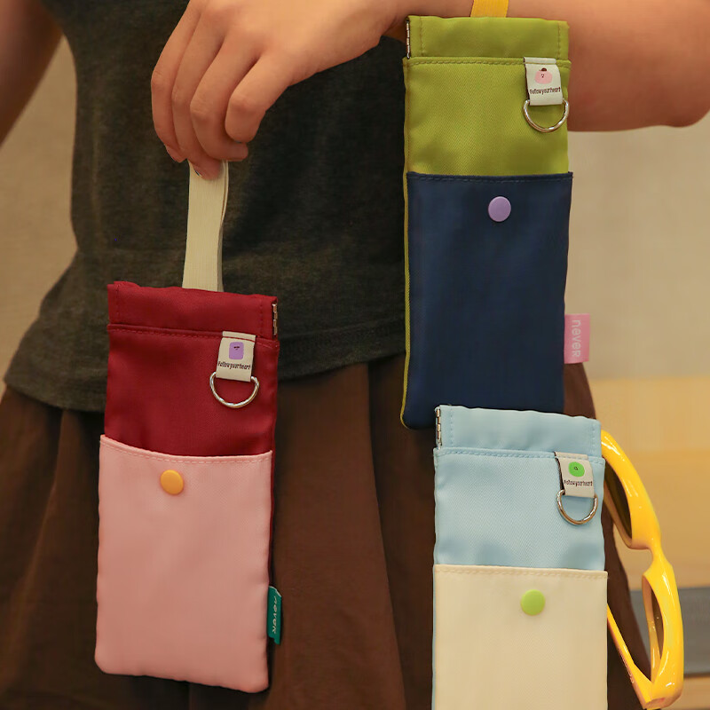 never弹簧口收纳笔袋秒开口高颜值ins风女生2024新款小众不撞款防丢学生 蓝岩