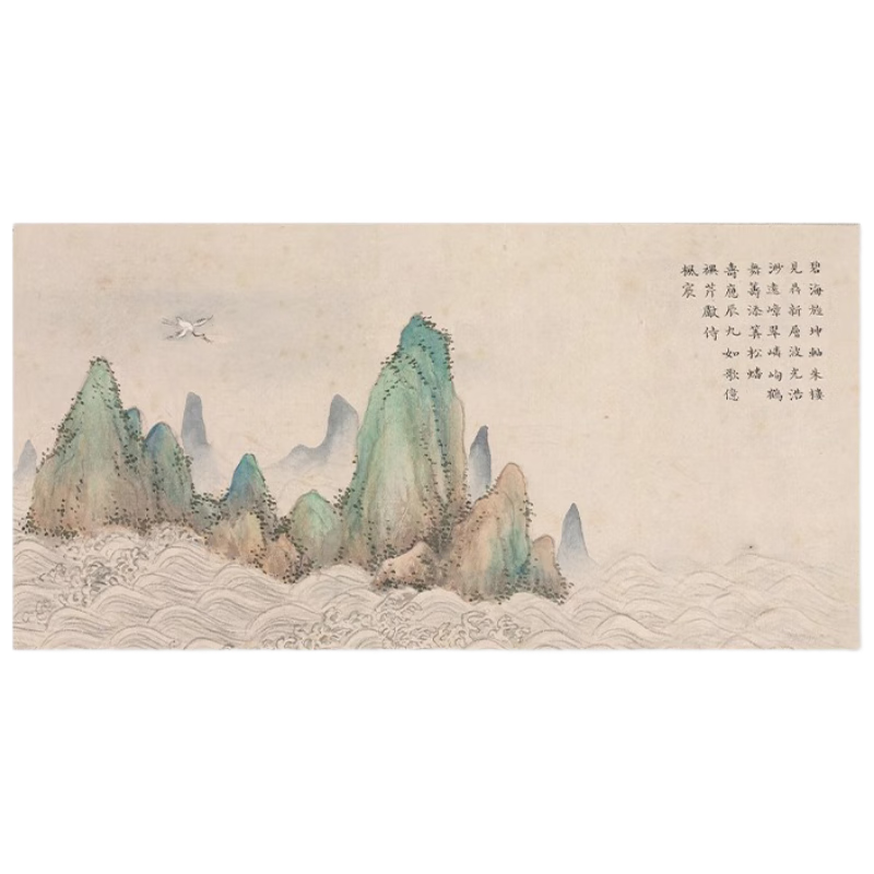 六品堂甄選 彩繪羊毛氈 創(chuàng)意毛筆字專用墊加厚鶴瑞圖古風(fēng)布?xì)肿泳氉殖鯇W(xué)者國畫墊文房四寶軟筆書法毛氈墊