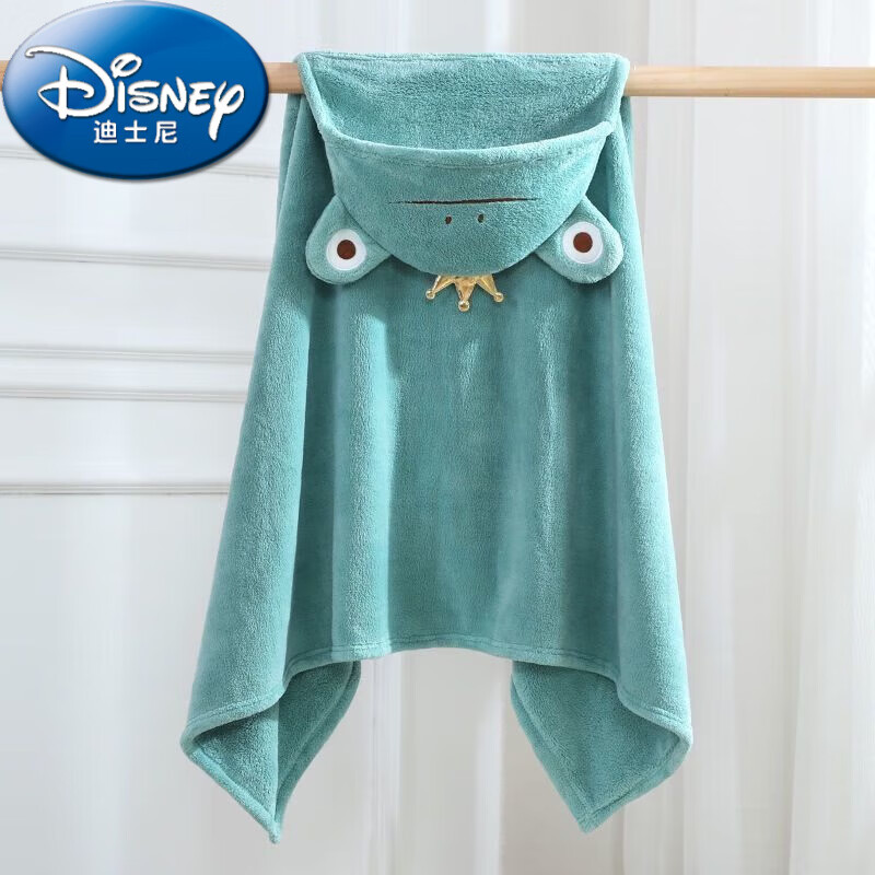 迪士尼（Disney）新生婴儿浴巾洗澡珊瑚绒婴儿披风斗篷儿童带帽比纯棉吸水柔软浴袍 [加厚款]王子蛙70X140cm