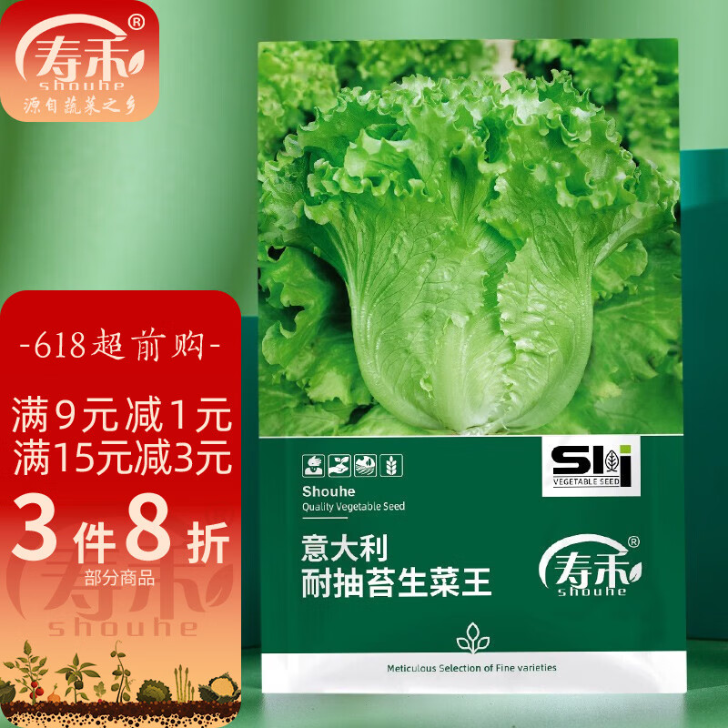 寿禾 意大利生菜种子四季春冬季蔬菜室内室外 意大利耐抽苔生菜王种子