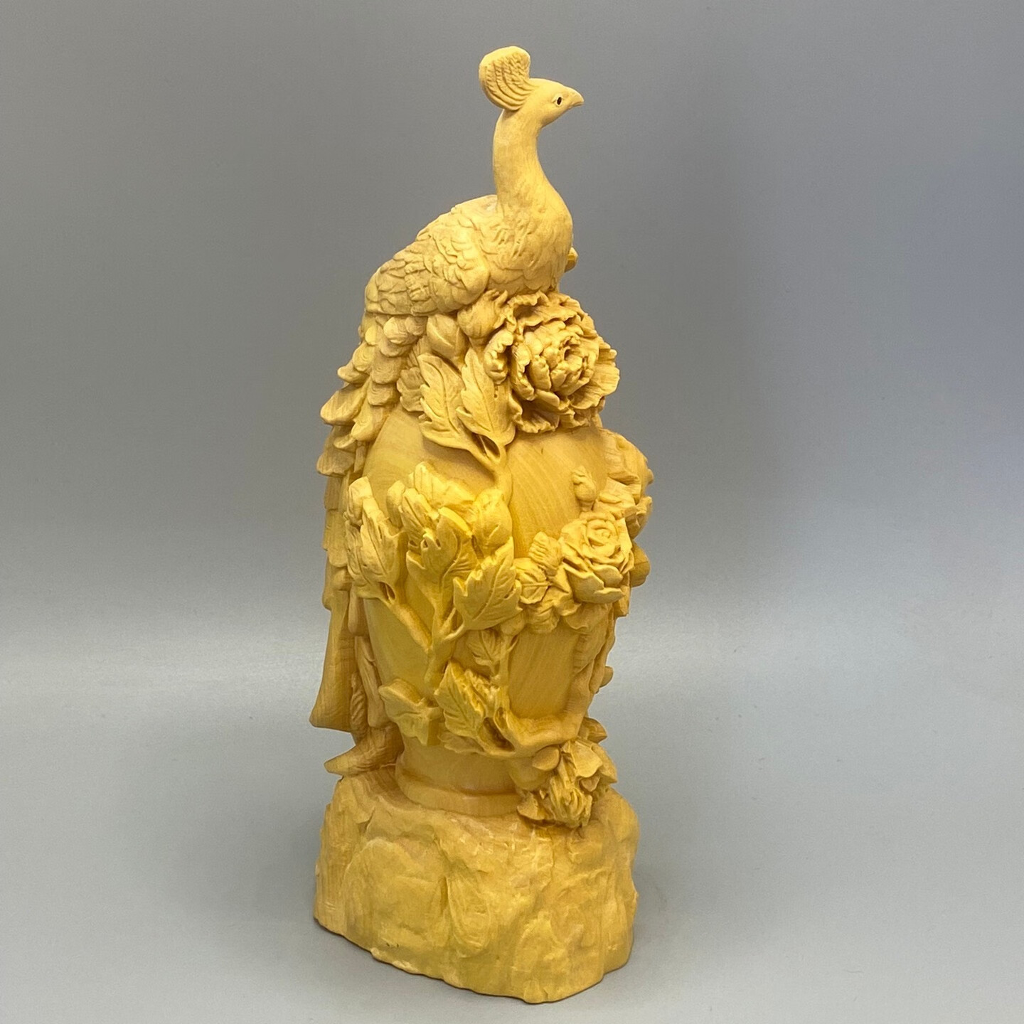 小叶黄杨木荣华富贵摆件实木雕刻家居客厅装饰品礼品 荣华富贵高20