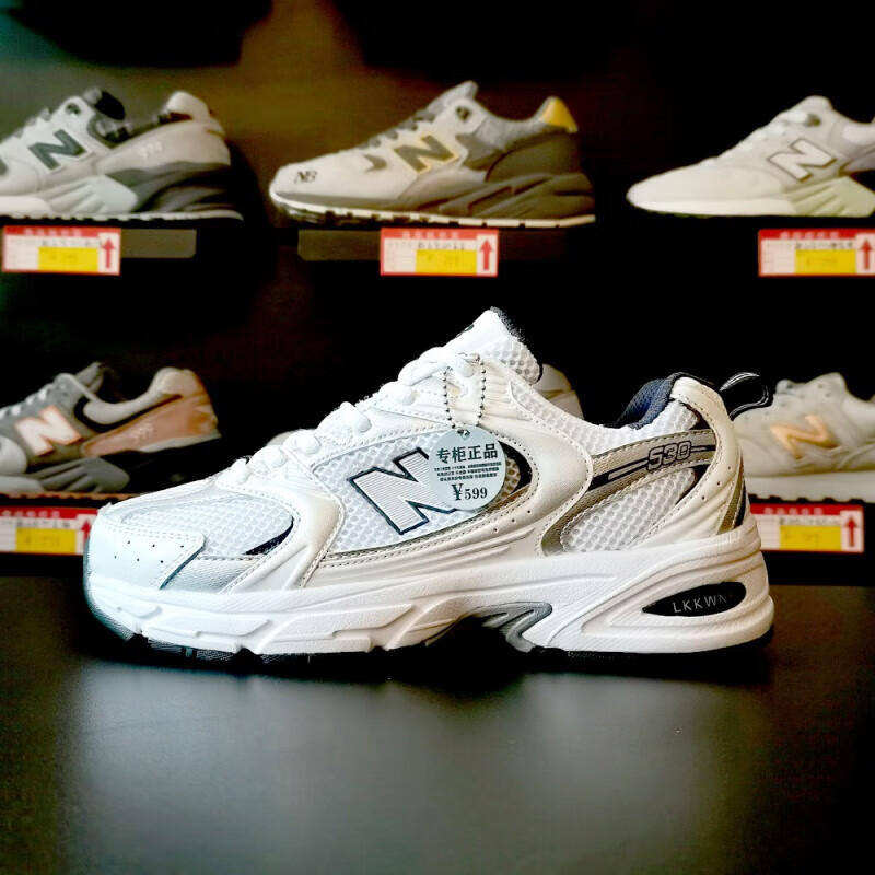 新百伦官方休闲鞋男透气冬季透气运动男女鞋网面nb 旗舰530灰银 35