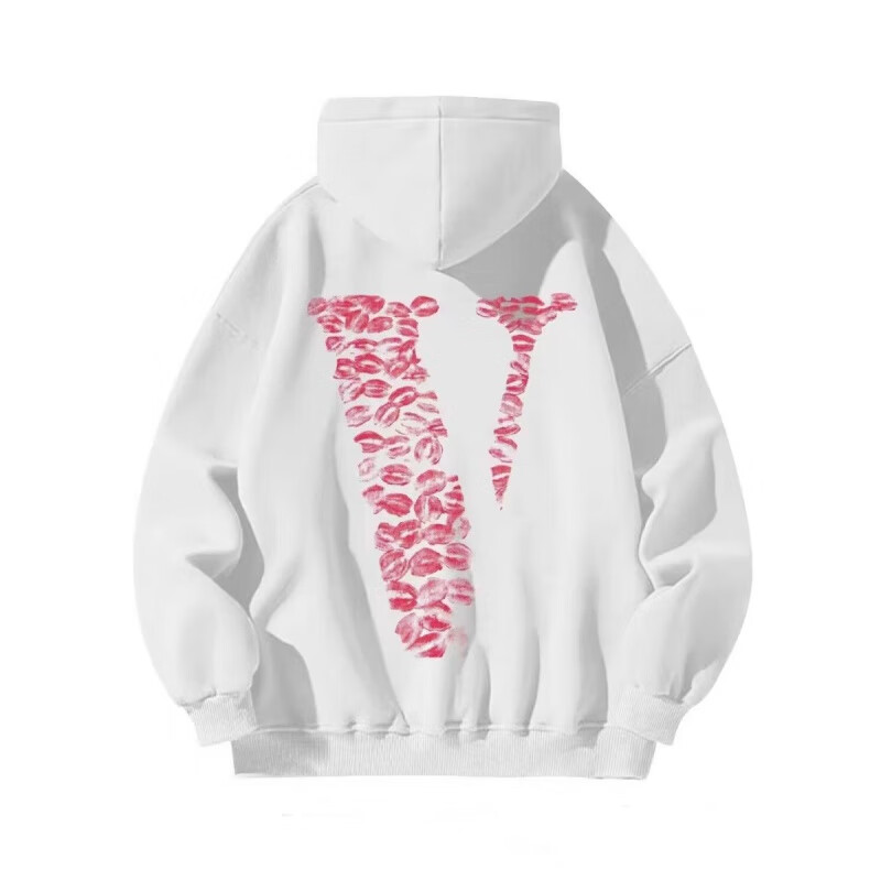 林中寻大v卫衣欧美风高街红唇印花宽松卫衣男秋冬季韩版连帽 白色