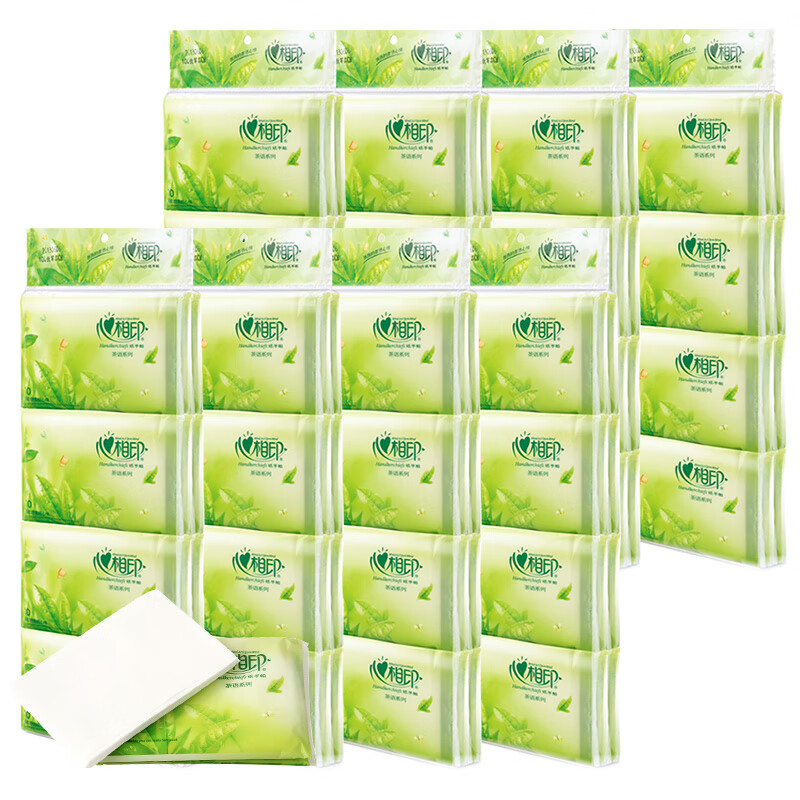 心相印（Mind Act Upon Mind）心相印手帕纸茶语纸巾随身纸巾皮夹式餐巾纸便携式面巾纸小包纸巾 8条64包