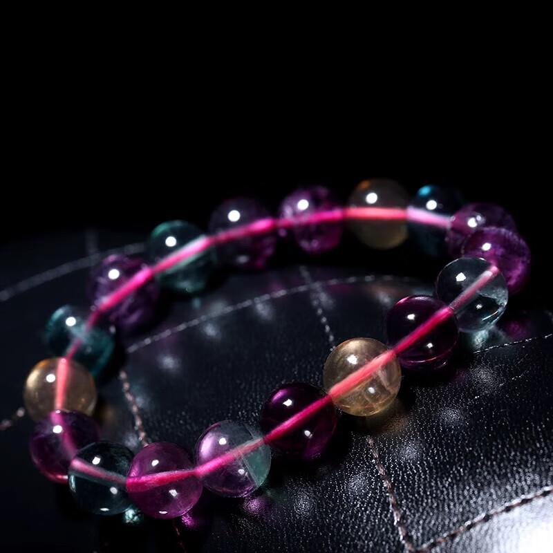 紫川多彩萤石女男高冰通透七彩萤石单圈水晶饰品手链女吉祥物礼物618