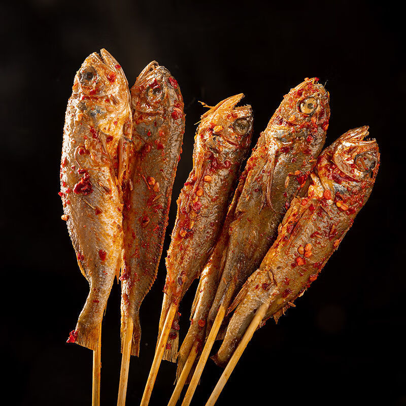 I新鲜网红夜猫子小黄鱼串鲜活冷冻半成品商用烧烤小吃1桶1600g 小黄鱼1袋20串