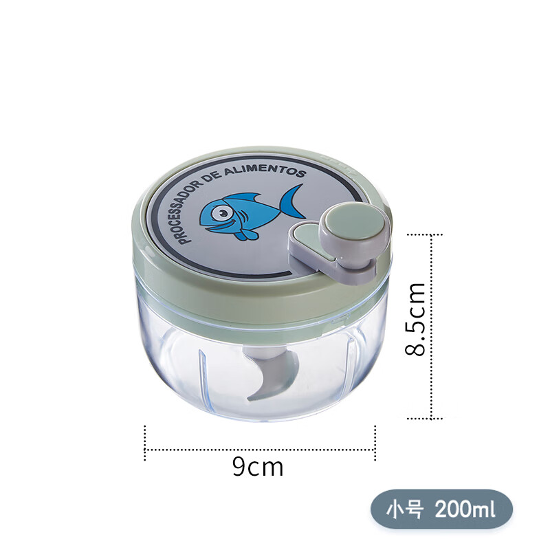 手动搅碎机拉蒜器捣蒜泥蒜泥捣碎器搅蒜器用小绞肉机 卡通小蓝鱼200ml