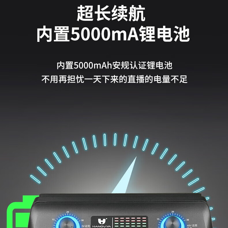 HANOVYA汉诺威亚声卡手机直播动圈麦户外唱歌话筒全民K歌麦克风抖音网红主播录音神器电脑外置声卡全套装 声卡+一拖一A59PRO+腰包+贝克斯NXPRO
