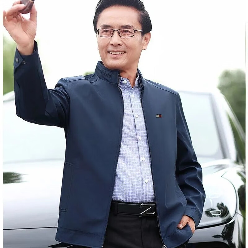 TOMMY JEANS汤米希凯利夹克男士外套男装立领春秋新款商务爸爸休闲上衣 藏青色 S 165/84A