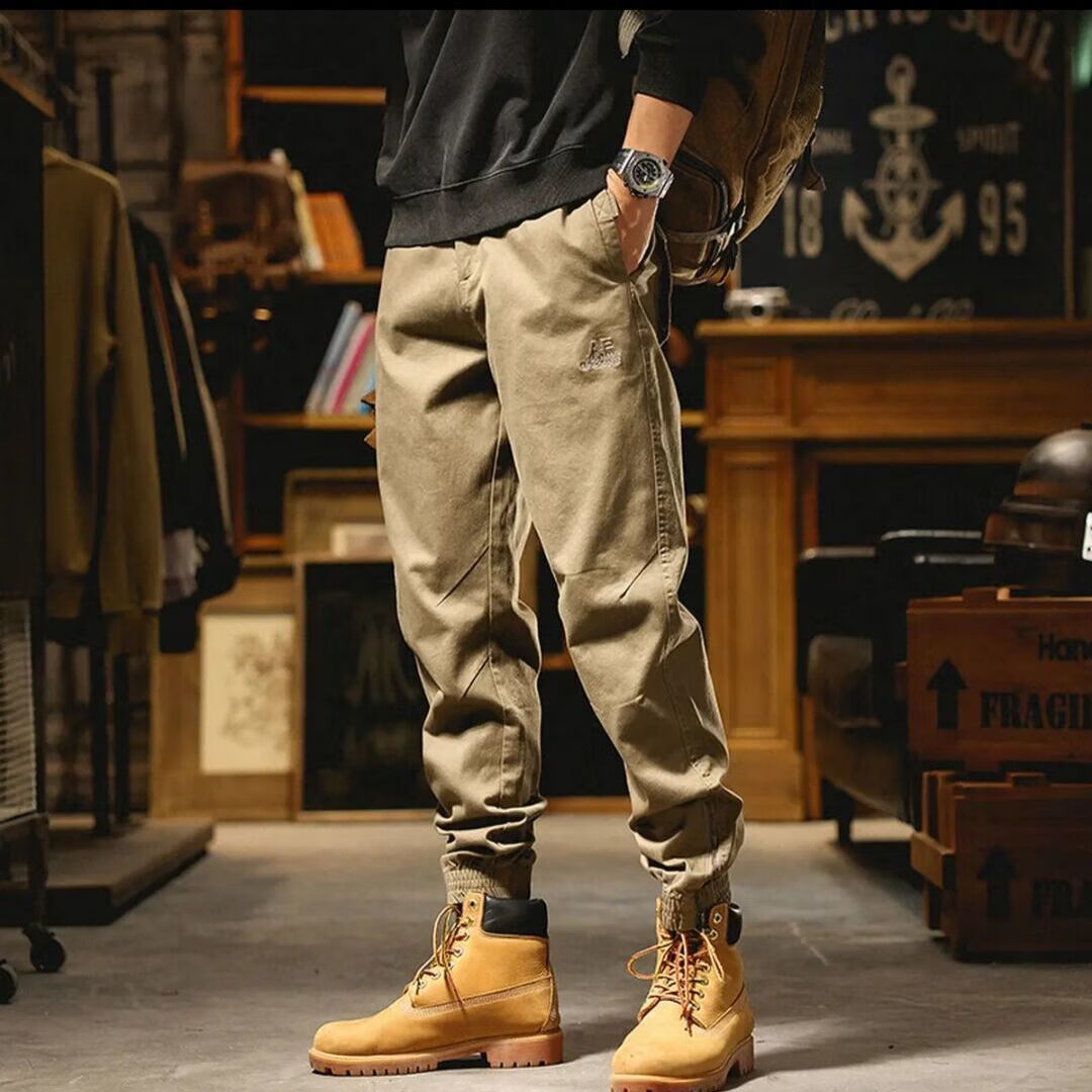 绅弛豹(shenchibao)束脚工装裤男生搭配马丁靴的裤子潮掌柜】美式阿美