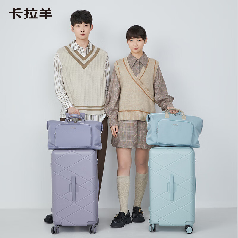 卡拉羊23L大容量男女轻便旅行包可折叠收纳包时尚休闲健身包3006 格调黑