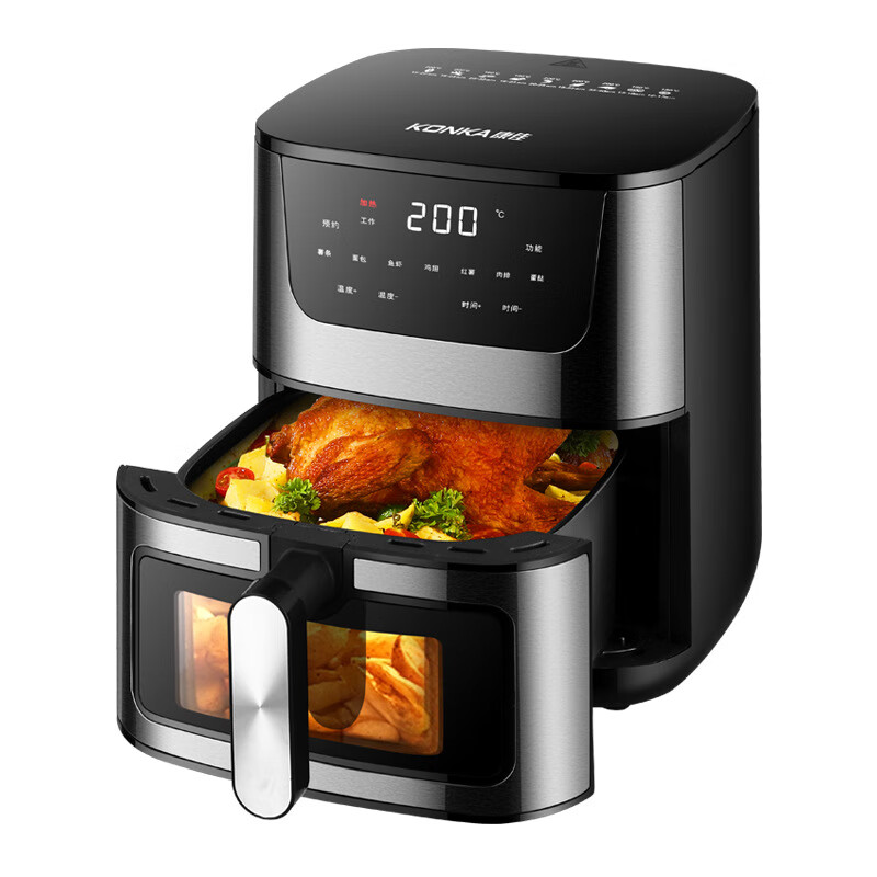 8L跨境家用空气炸锅不锈钢多功能大容量可视电炸锅AIR FRYER 6L 液晶不锈钢 京东折扣/优惠券