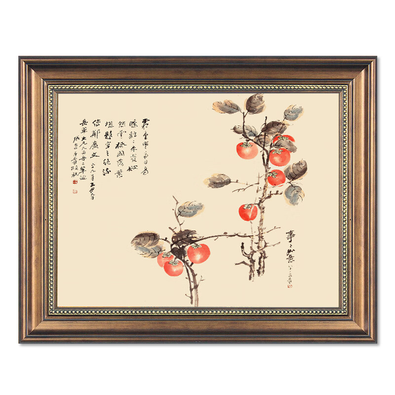 柳莺花燕美式招财装饰画客厅走廊挂画欧式风景山水壁画餐厅墙画饭厅仿油画 C-鸿运高照 55cm*45cm