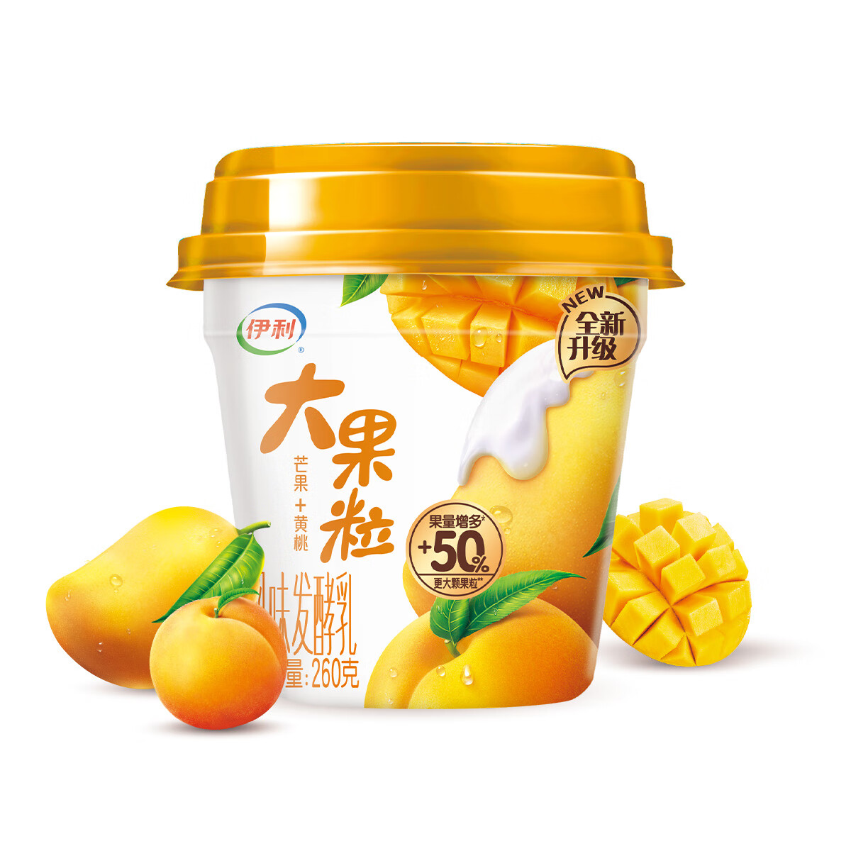 伊利大果粒酸奶260g草莓芒果黄桃桑葚混合口味杯装风味发酵乳 芒果