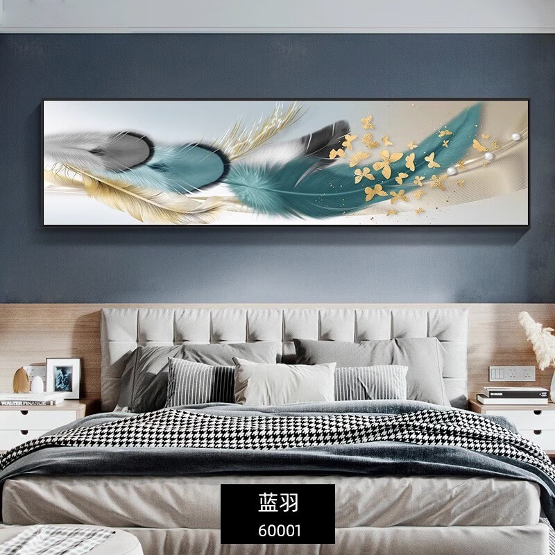 现代简约主卧温馨床头挂画海景横幅壁画抽象客厅画酒店民宿风景画 珠联璧合 200x70cm(适合2米以上)镶钻画