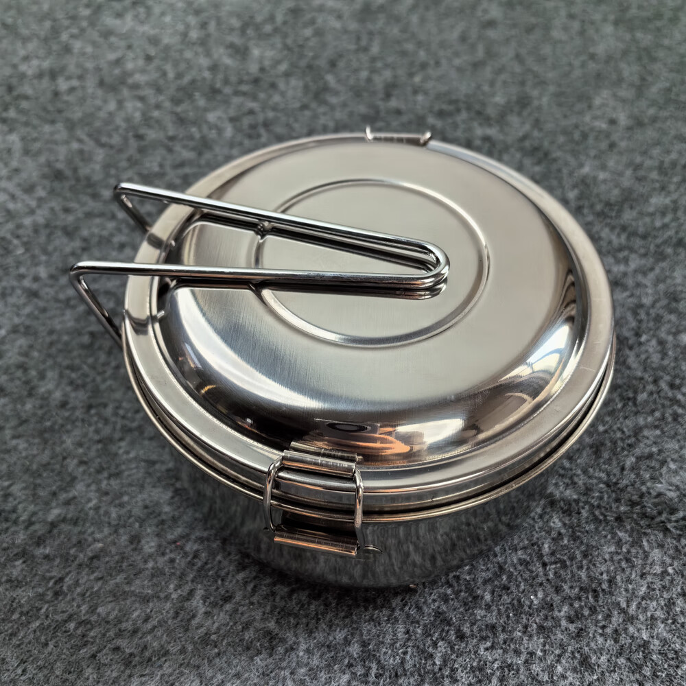 hywlkj隽颜堂a542铁饭盒13x7cm食品级不锈钢双层蒸饭盒学生圆形带盖铁