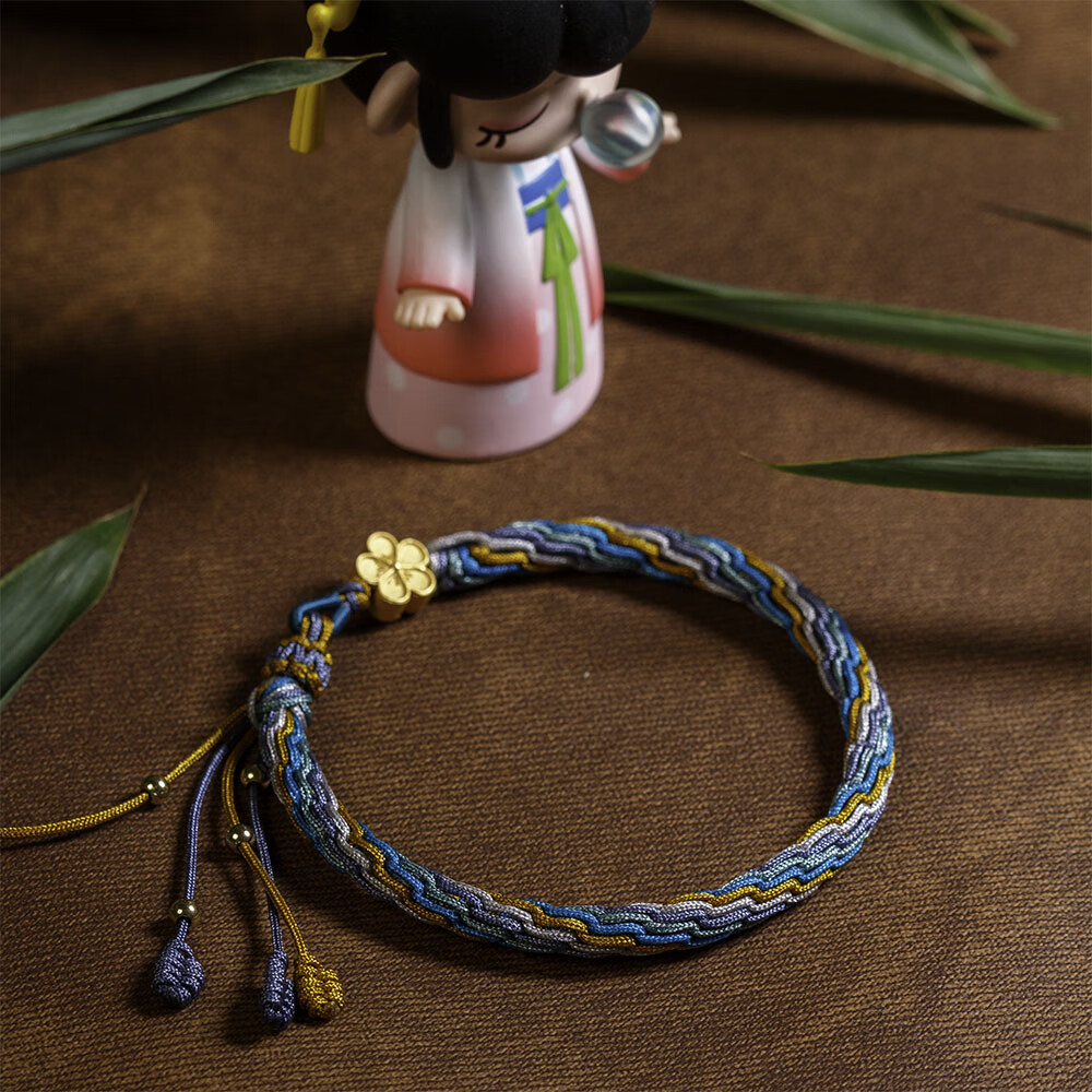 卡派亚青丝手链轮回手錬银镀金桃花千里江山结发手绳手工编织制作