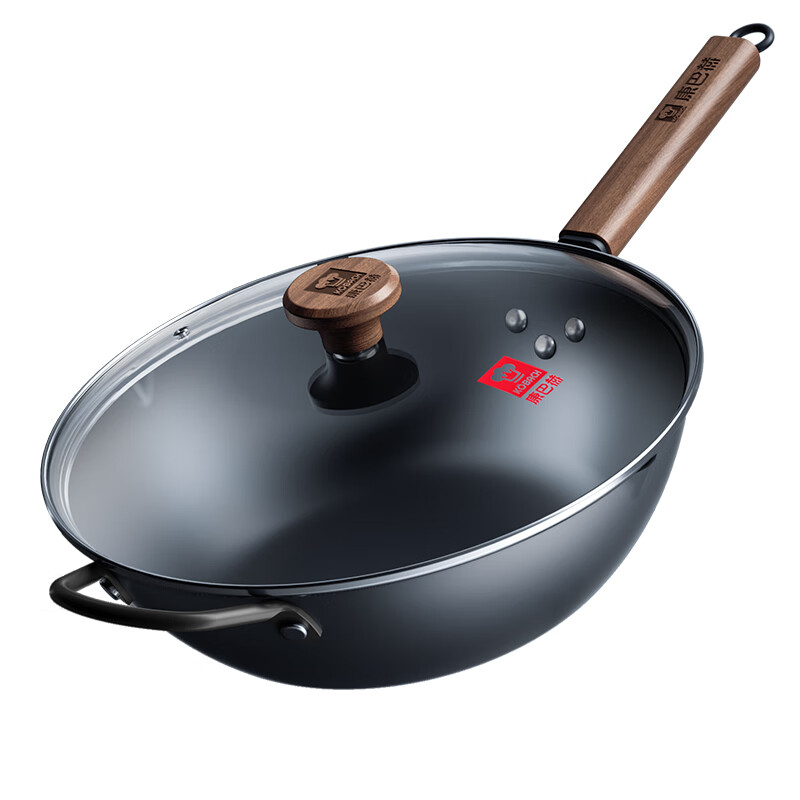 康巴赫有钛无涂层炒锅家用平底炒菜锅含钛铁锅32cm 平底钛铁锅 32cm