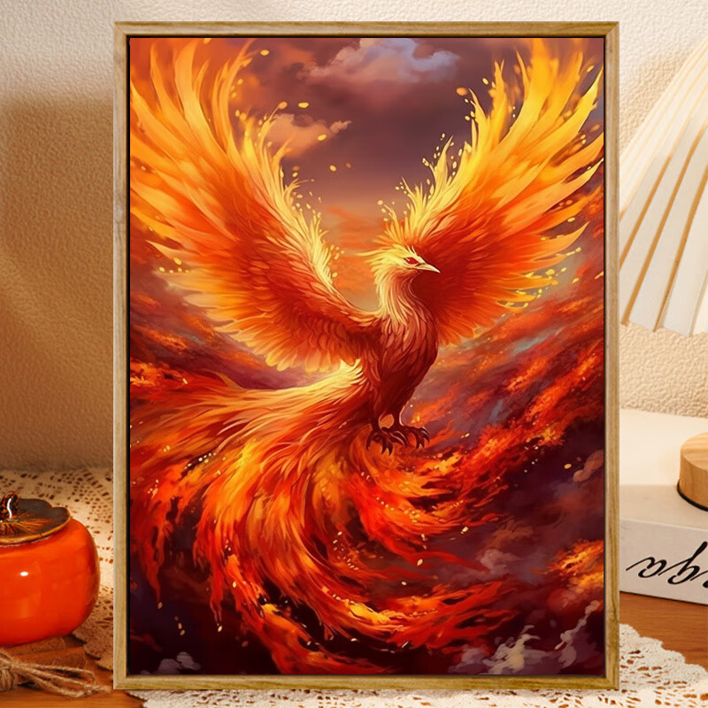 非之语凤凰涅槃 非之语diy数字油画玄关卧室手绘丙烯水彩画摆件解压