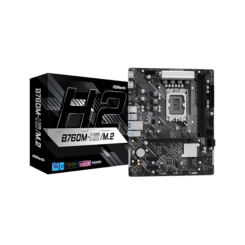 ����(ASRock) B760M-H2/M.2 D5���� ֧�� CPU 12600KF/14700KF/13600KF��Intel B760/LGA 1700��