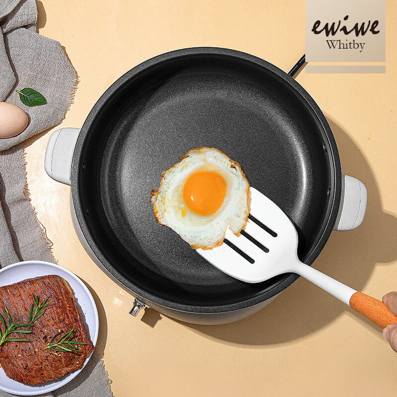 EWIWE硅胶铲锅铲不粘锅专用家用炒菜铲子汤勺漏铲食品级耐高温厨具套装 象牙白/三件套