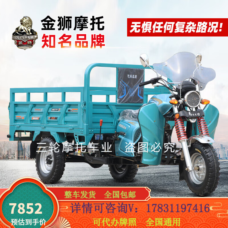 烈徒新款金狮三轮摩托车中轴正自卸高低速翻斗载重王三轮车 金狮偏轴