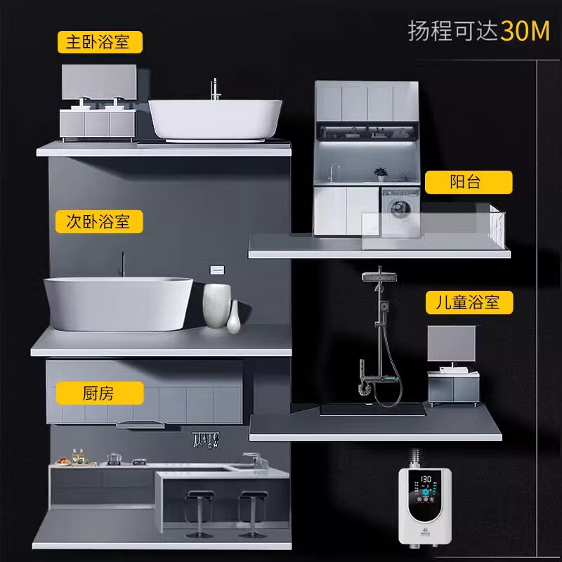 康姆森增压泵家用全自动低音热水器自来水加压变频屏蔽泵 小海豚标准款24v安全低噪15-20D