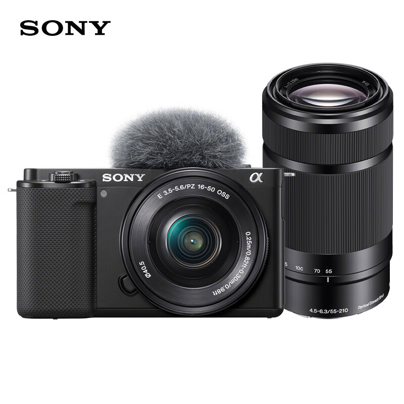 ���ᣨSONY��ZV-E10L APS-C�뻭��΢�����������ɫ ��������˫��ͷ��װ����׼��ͷ+SEL55210��ɫ��