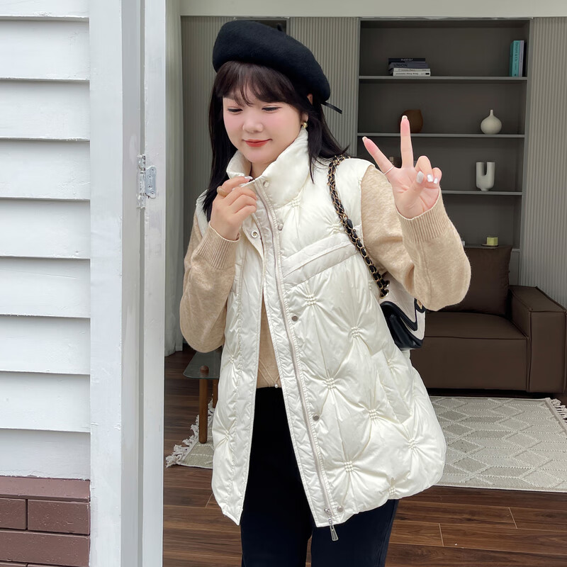 加大码羽绒服高端装胖妹妹外套秋冬新韩版 杏色系 xl (适合122144斤)