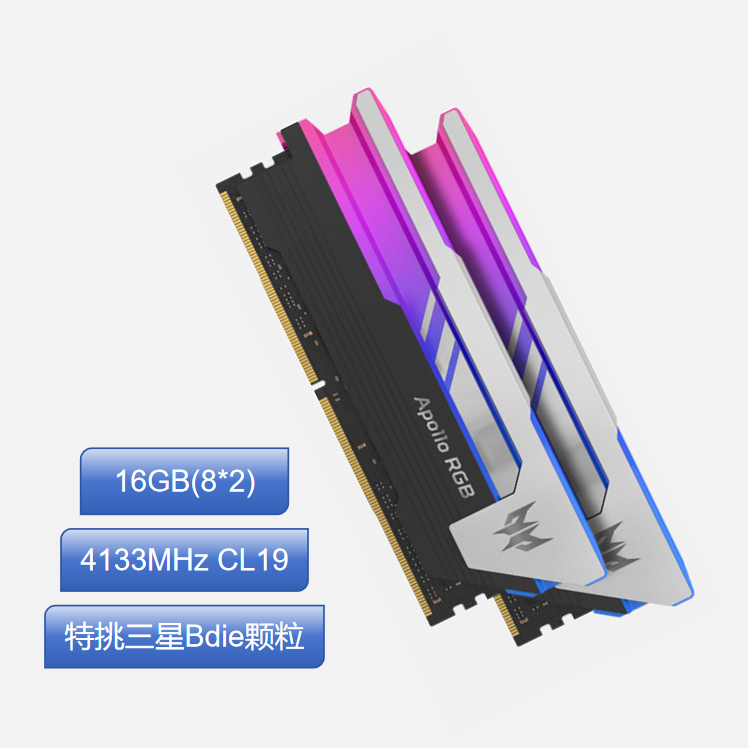宏碁掠夺者（PREDATOR）DDR4台式机内存条  Apollo星际系列 4133 C19 星际Bdie 254 16GB 2条套条 8*2