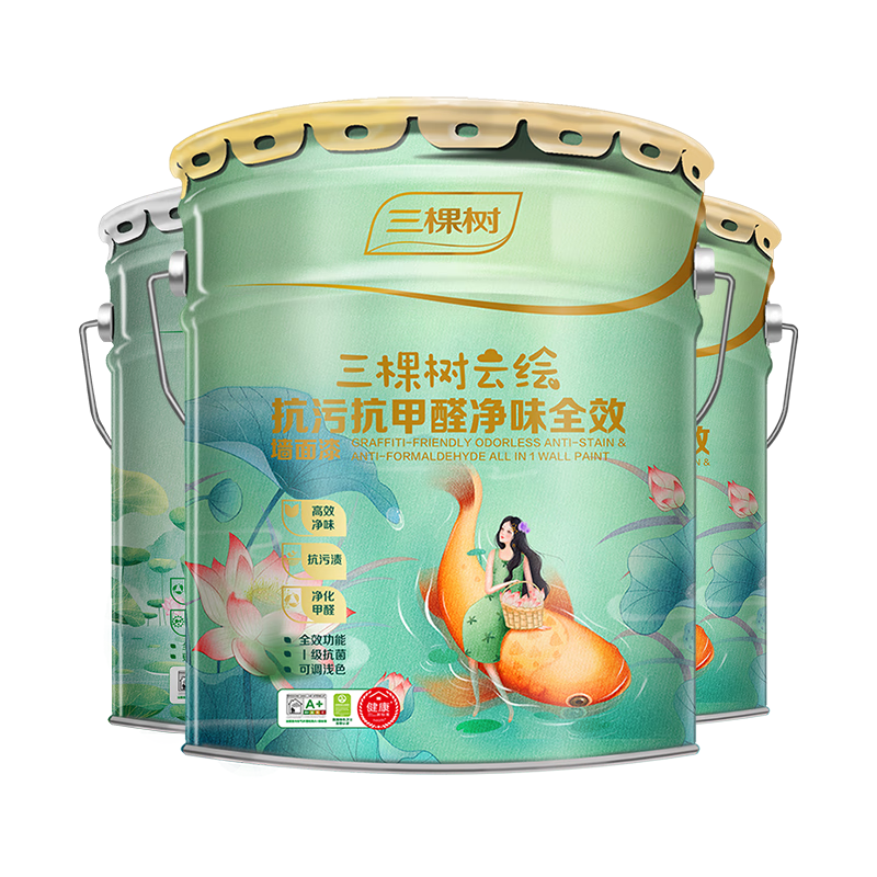 三棵树漆（SKSHU）乳胶漆云绘抗污抗甲醛净味全效耐擦洗室内墙面涂料墙面漆油漆滚筒 51L（面漆18L*2+升级底漆15L）