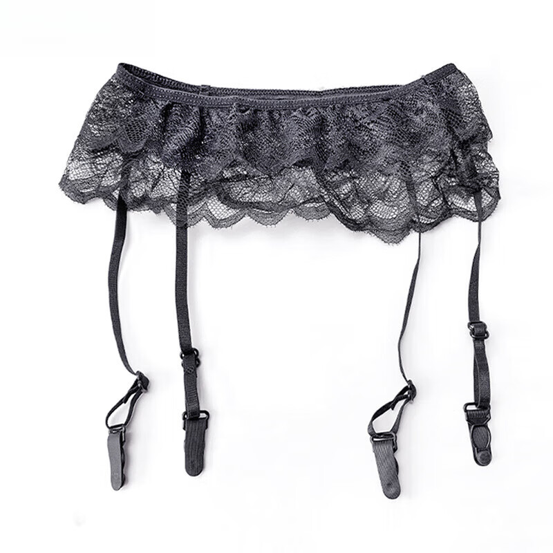 蕾丝吊袜带诱惑欧美性感超薄吊带丝袜扣女可拆卸吊带扣夹 黑色 均码
