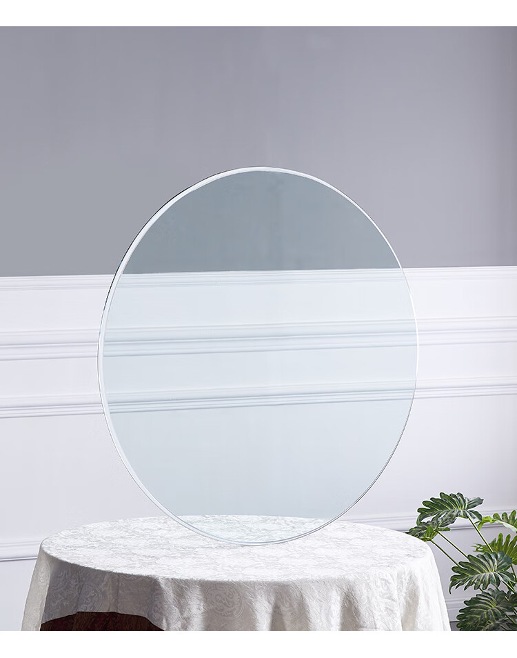 桌面餐桌茶几台面家用方形酒店饭店透明圆桌台面 40cm防爆钢化玻璃