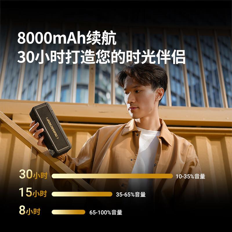BOGASING G4蓝牙音箱便携式家用无线小型高音质车载电脑小音响迷你重低音炮户外露营音箱大音量小钢炮原装 极夜黑【50W大功率+8000mAh】 发绕级+DSP新升级+IPX7级防水