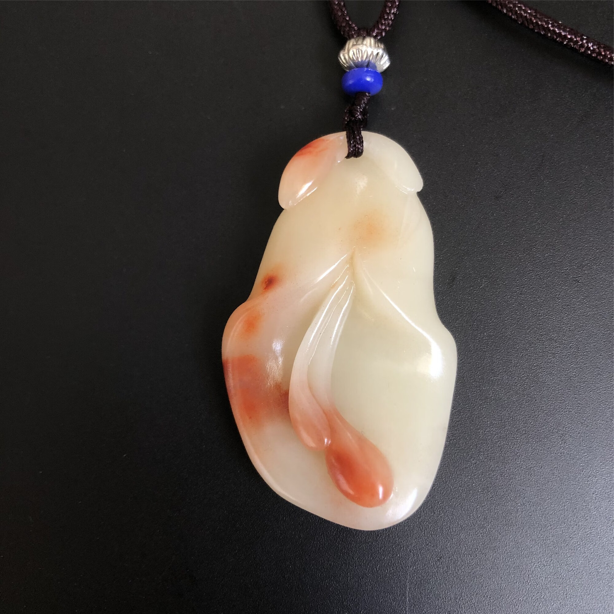 可颖寿山石精品挂件俏色红白芙蓉石马蹄莲吊坠挂坠工艺礼品 坠工艺