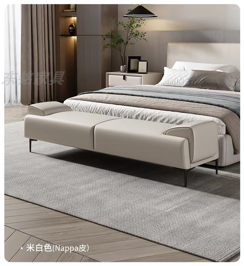 南啵丸轻奢床尾凳家用 卧室床尾凳简约现代入户感轻奢穿鞋凳衣帽间